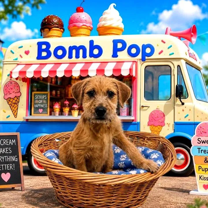 A baby medium-sized male Yellow / Tan / Blond / Fawn Mixed Breed dog named Bomb Pop for adoption in Joliet, IL