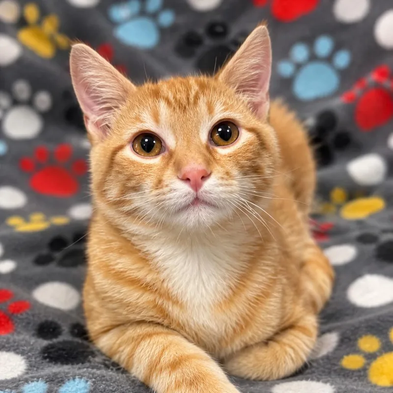 A baby small-sized male Orange / Red Domestic Short Hair cat named Grover for adoption in Columbia, MO