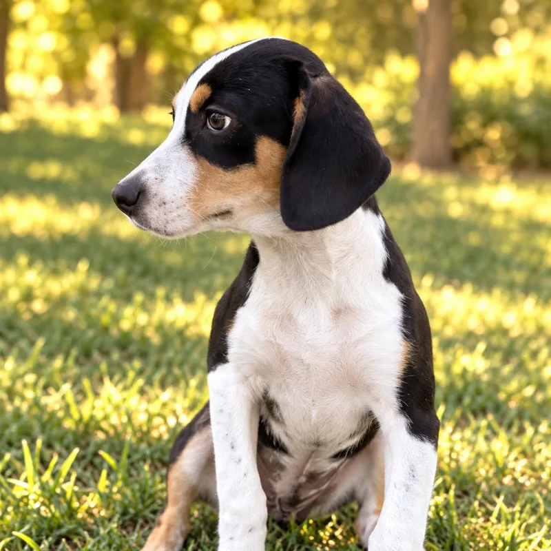 A baby medium-sized male Beagle dog named Bumper for adoption in Sarasota, FL