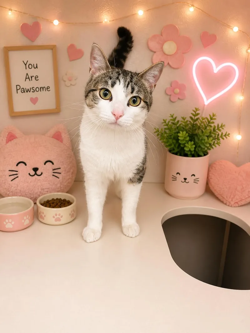 A young medium-sized male Domestic Short Hair cat named Waffles for adoption in Tyner, NC