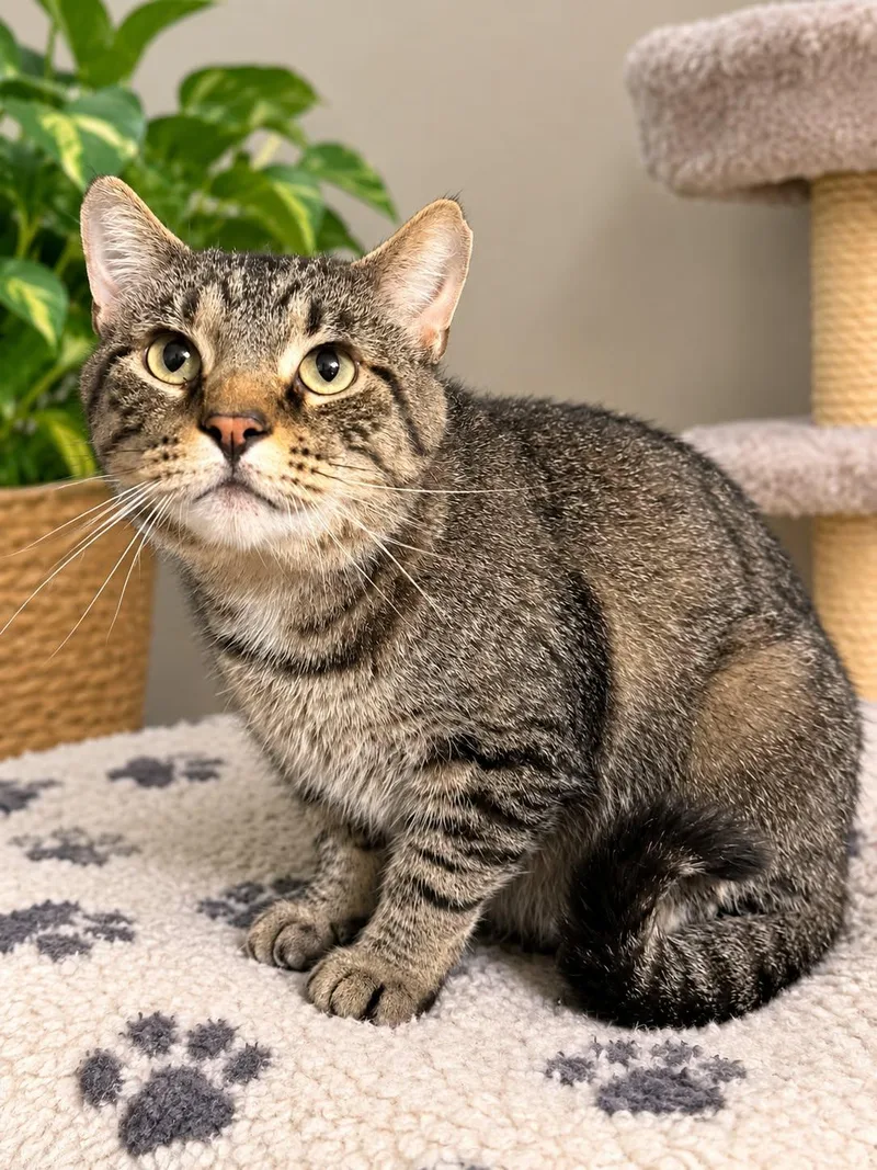 An adult medium-sized male Tabby (Brown / Chocolate) Domestic Short Hair cat named TBob for adoption in Sioux Falls, SD