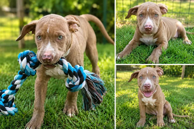 A baby medium-sized female Pit Bull Terrier dog named Rosie for adoption in Kiln, MS