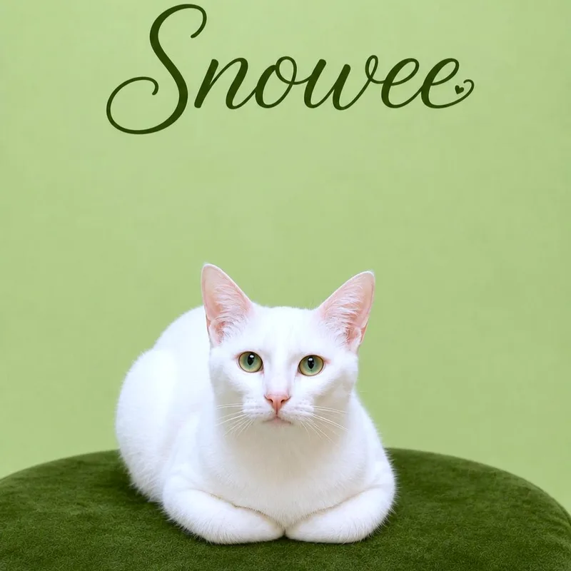 A young medium-sized female Turkish Angora cat named Silky Snowee for adoption in Danbury, CT