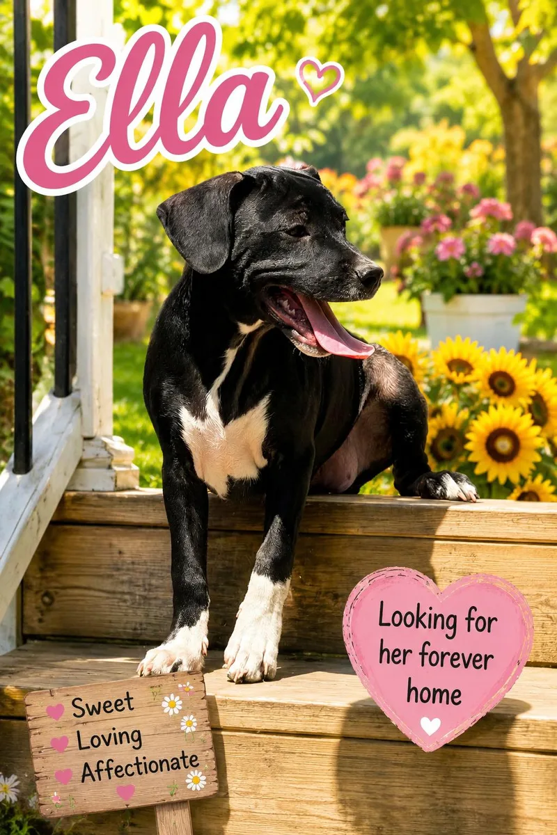 A baby medium-sized female Black Labrador Retriever dog named Ella for adoption in Hatfield, PA