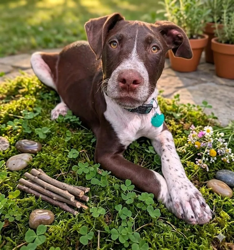 A baby large-sized male Brown / Chocolate English Pointer dog named Peter for adoption in Lincoln, NE