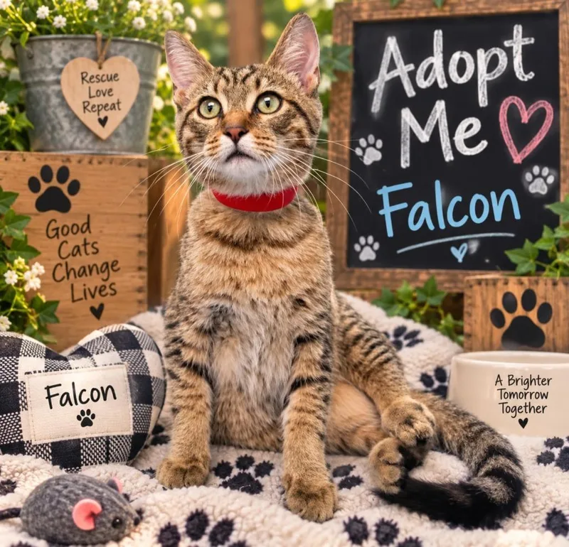 A baby medium-sized male Domestic Short Hair cat named Falcon for adoption in Washington Court House, OH