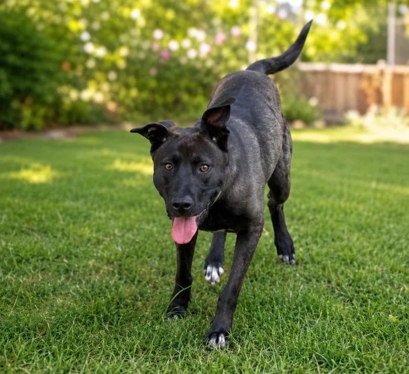 A young medium-sized female Bicolor Australian Kelpie dog named Sashii for adoption in Houston, TX