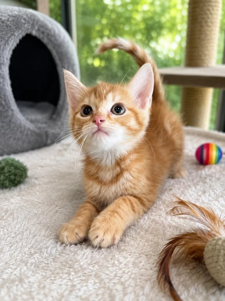 A baby small-sized male Domestic Medium Hair cat named Gideon for adoption in East Ridge, TN