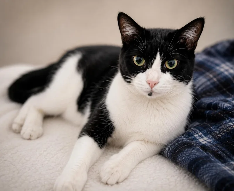 A young medium-sized male Black & White / Tuxedo Domestic Short Hair cat named Sanji for adoption in New York, NY