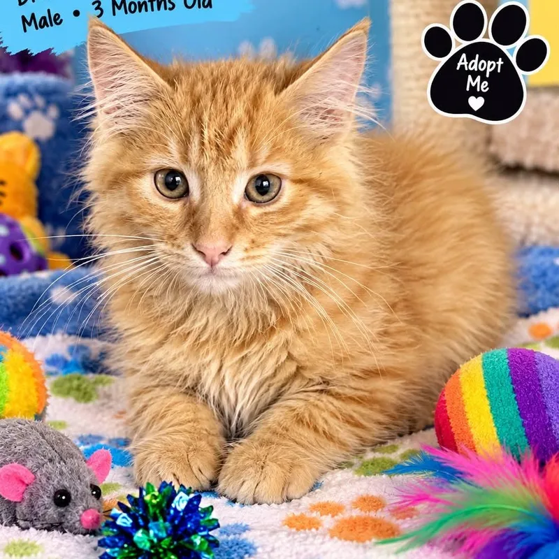 A baby small-sized male Orange & White Domestic Medium Hair cat named Charleston for adoption in Antioch, CA