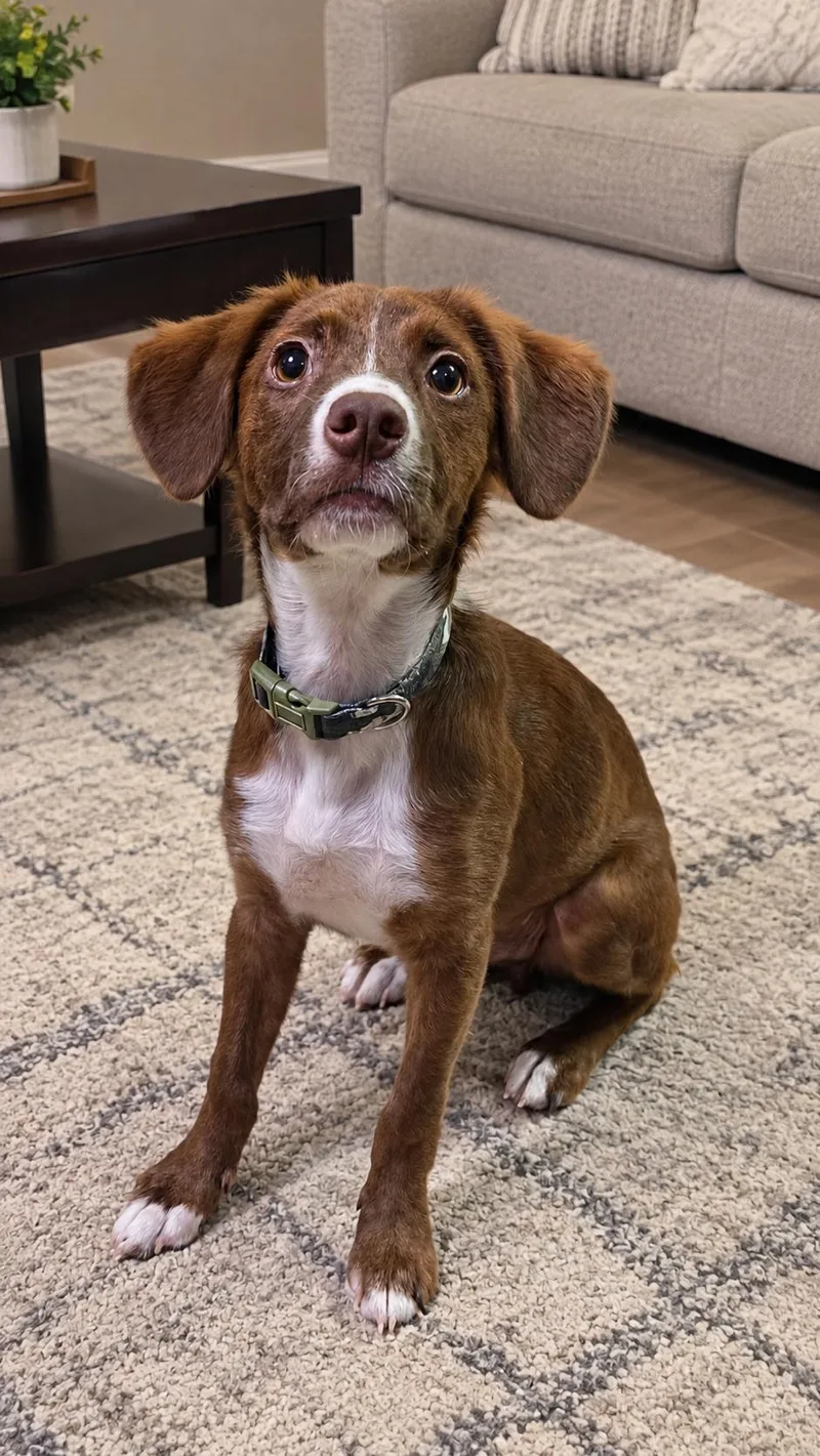 A baby medium-sized male Border Collie dog named Hershey for adoption in Houston, TX