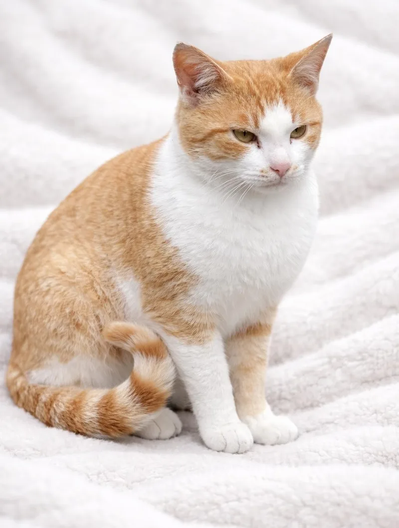 A baby medium-sized male Orange & White Domestic Short Hair cat named Bumble for adoption in Copley, OH