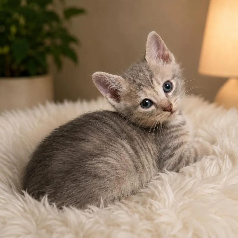 A baby small-sized female Gray / Blue / Silver Domestic Short Hair cat named Grey Goose for adoption in Tustin, CA