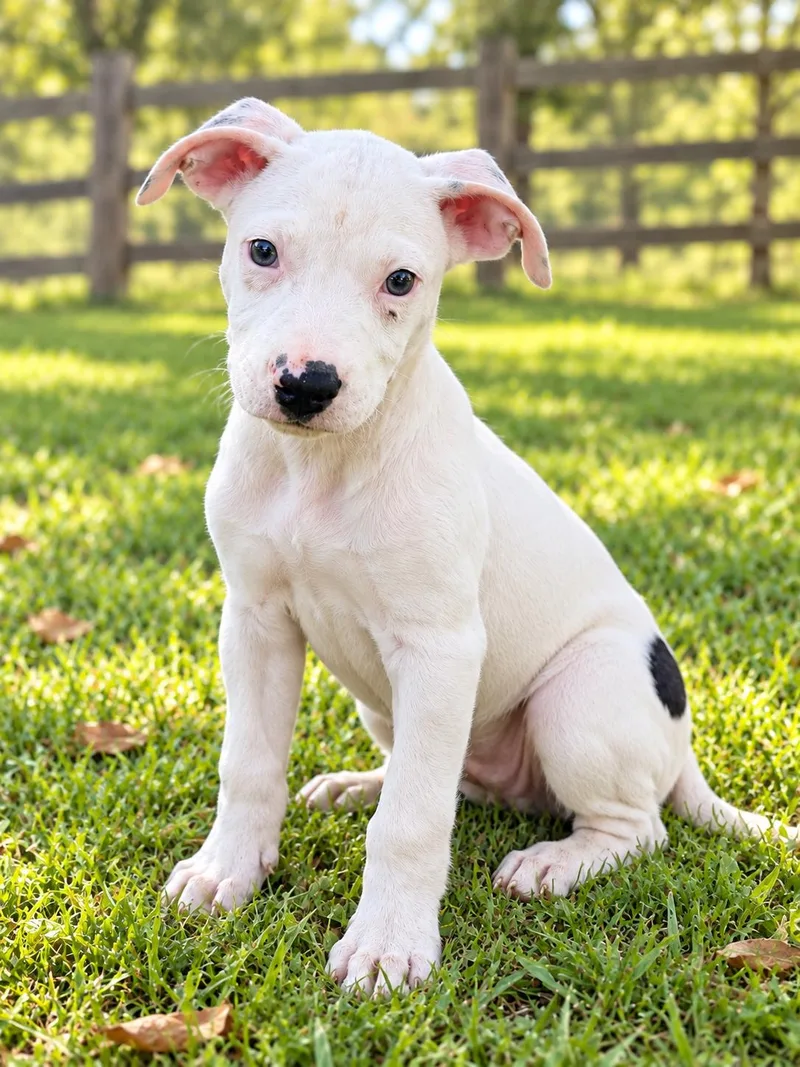 A baby large-sized male American Bulldog dog named Bagle for adoption in Kiln, MS