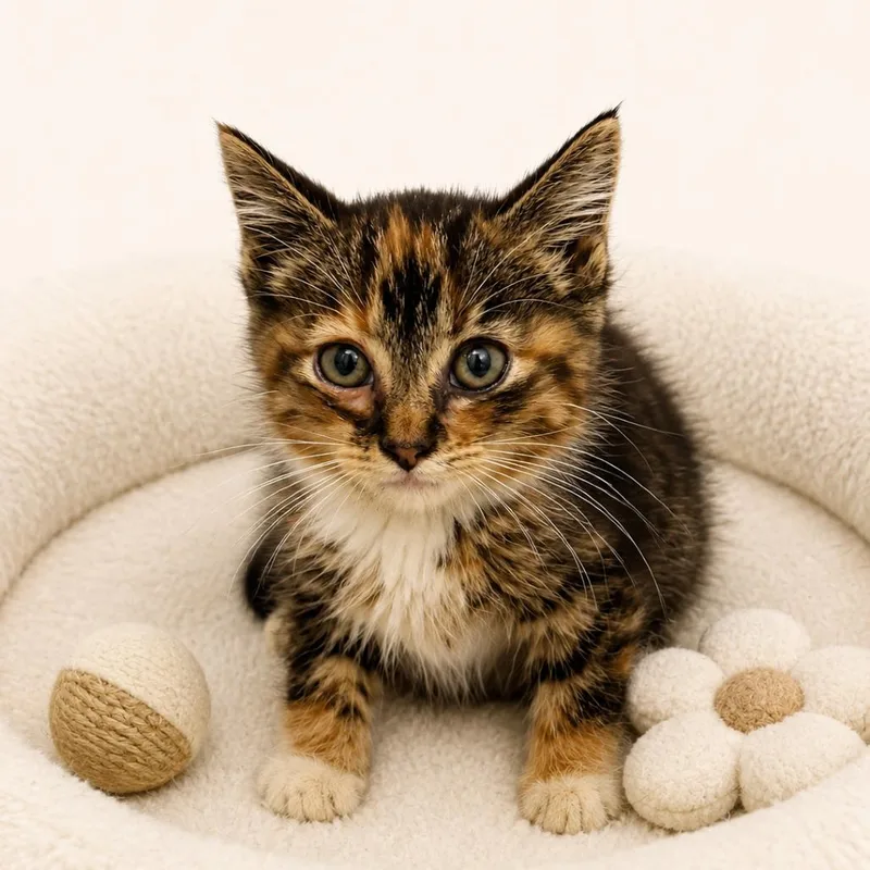 A baby small-sized female Calico Domestic Short Hair cat named Pepper for adoption in Redwood Falls, MN