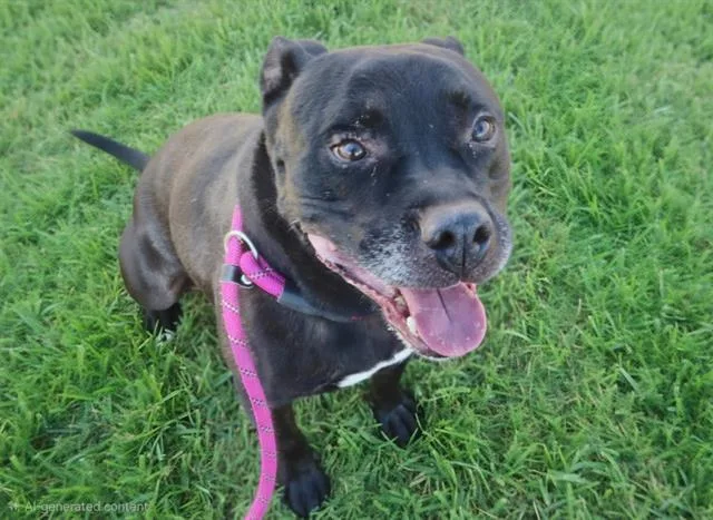 An adult medium-sized male Pit Bull Terrier dog named Bobo for adoption in Albuquerque, NM