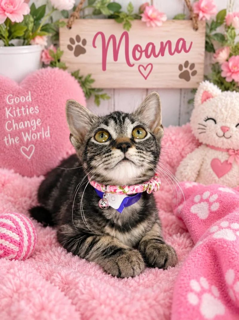 A baby small-sized female Tabby cat named Moana for adoption in Tavares, FL