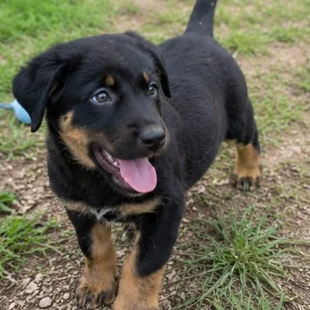 A baby medium-sized female Rottweiler dog named Echo for adoption in Batesville, AR
