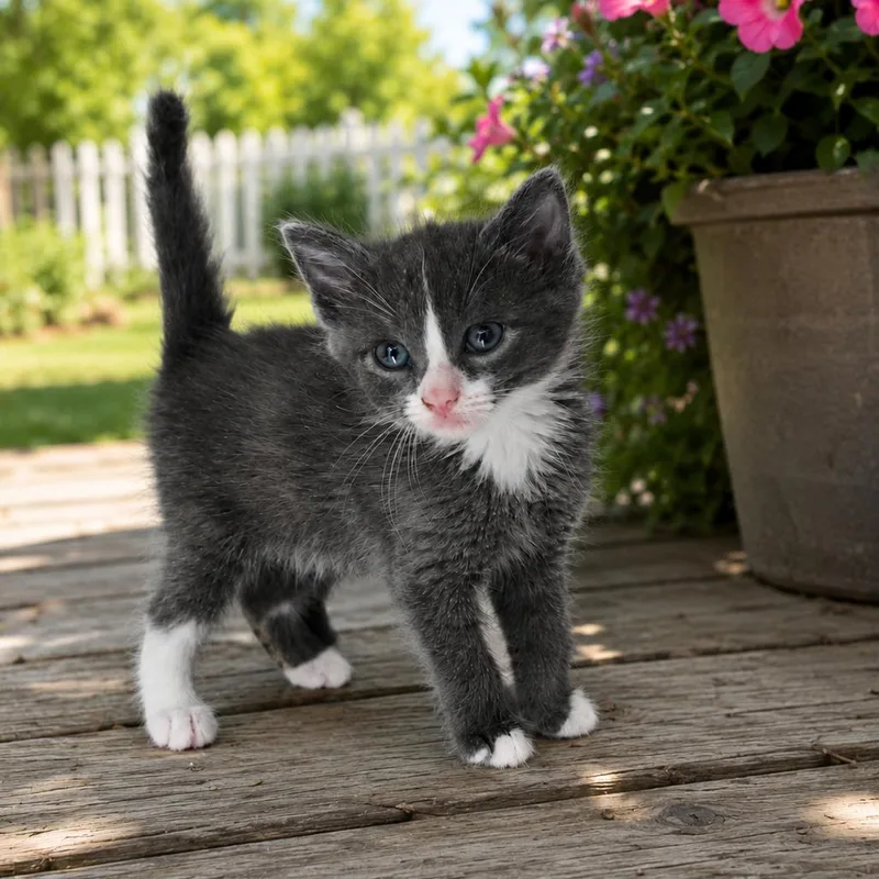 A baby small-sized female Gray / Blue / Silver Domestic Short Hair cat named Havarti for adoption in Walnut Cove, NC