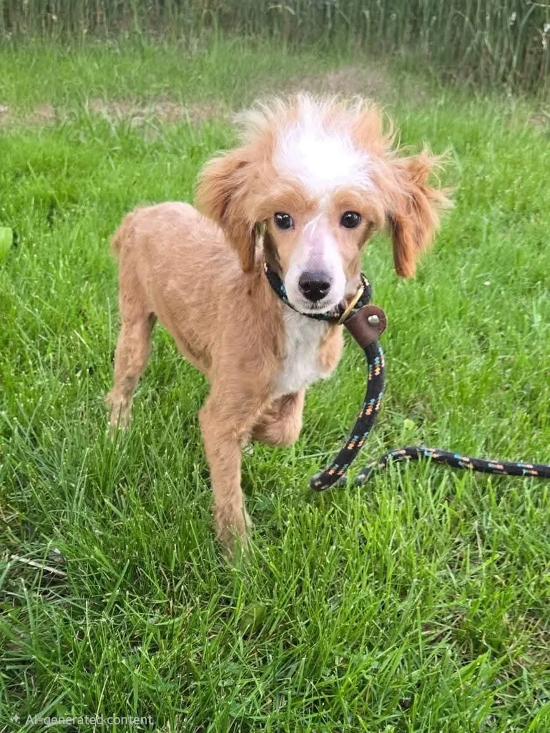 A baby small-sized male Golden Poodle (Toy) dog named Gizmo for adoption in Seville, OH