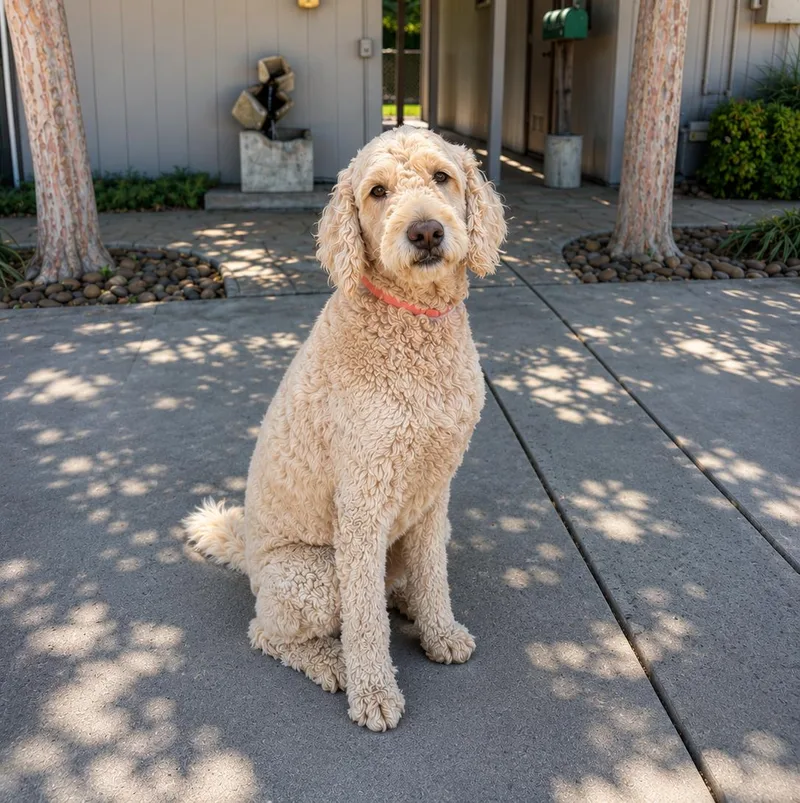 An adult large-sized male White / Cream Goldendoodle dog named Toki for adoption in Lathrop, CA