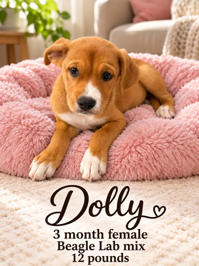 A baby medium-sized female Beagle dog named Dolly Month for adoption in Mesa, AZ