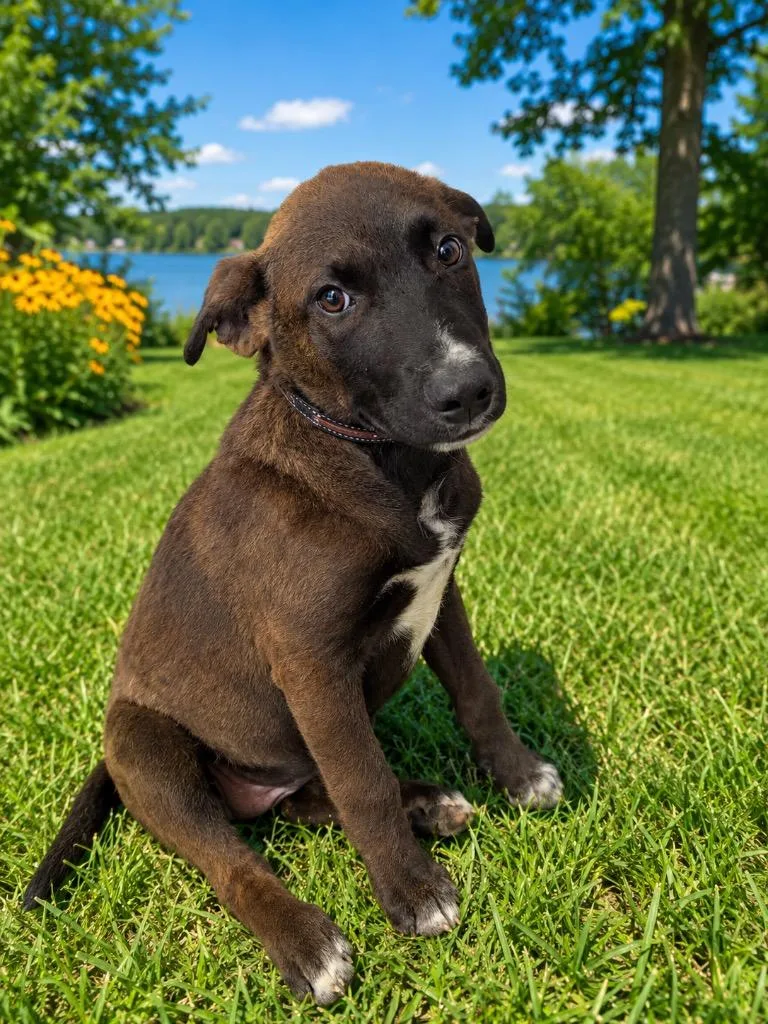 A baby medium-sized male Brindle Husky dog named Jermaine for adoption in Maysville, KY