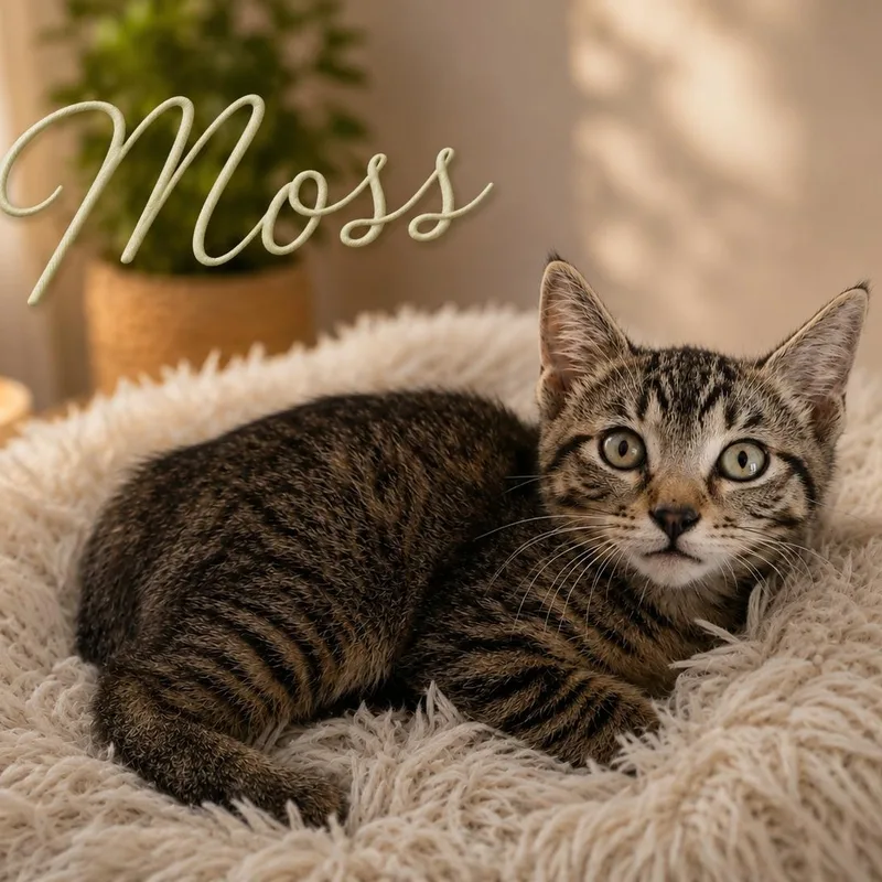 A baby medium-sized female Brown / Chocolate Domestic Short Hair cat named Moss for adoption in Chandler, AZ