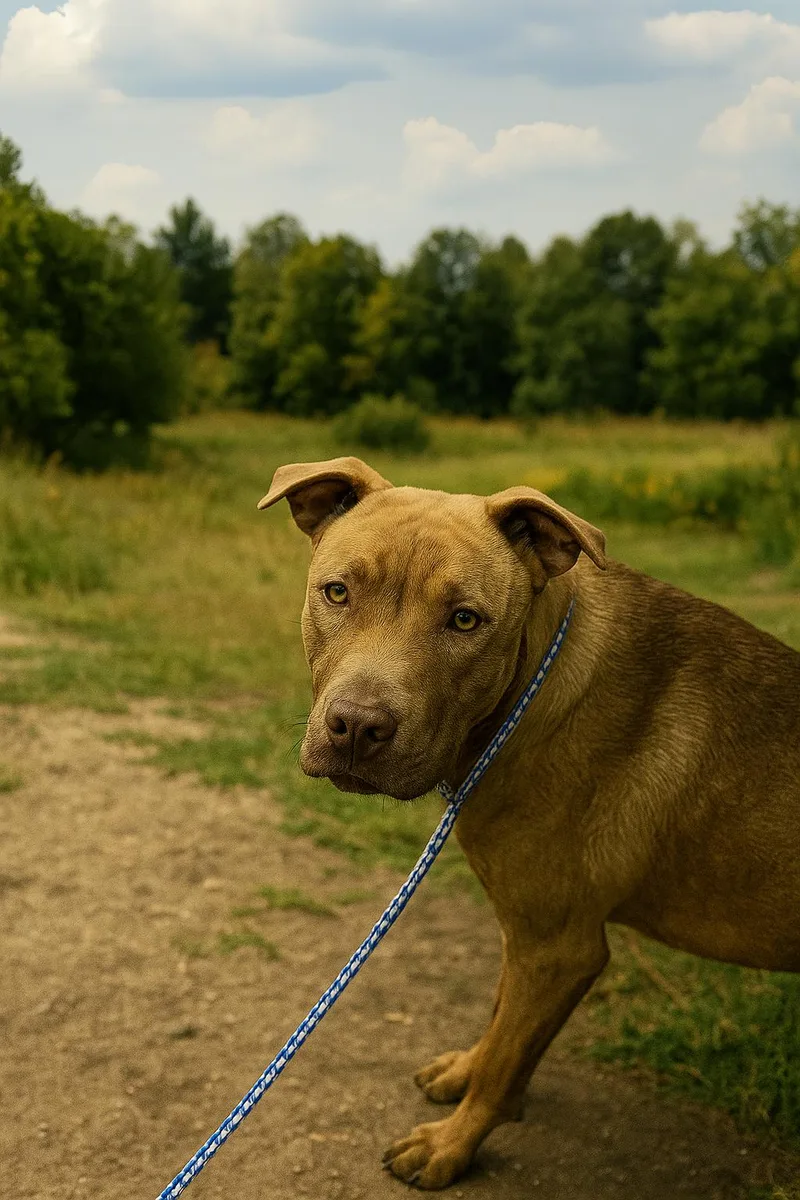 An adult medium-sized male Pit Bull Terrier dog named Redman for adoption in Holly Springs, MS