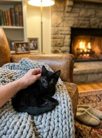 A baby small-sized male American Shorthair cat named Domino for adoption in Union City, NJ