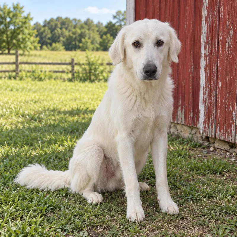A young large-sized male White / Cream Great Pyrenees dog named Reno for adoption in Kiln, MS