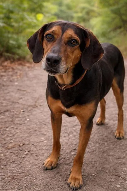 A senior large-sized female Coonhound dog named Lucy May for adoption in Cincinnati, OH