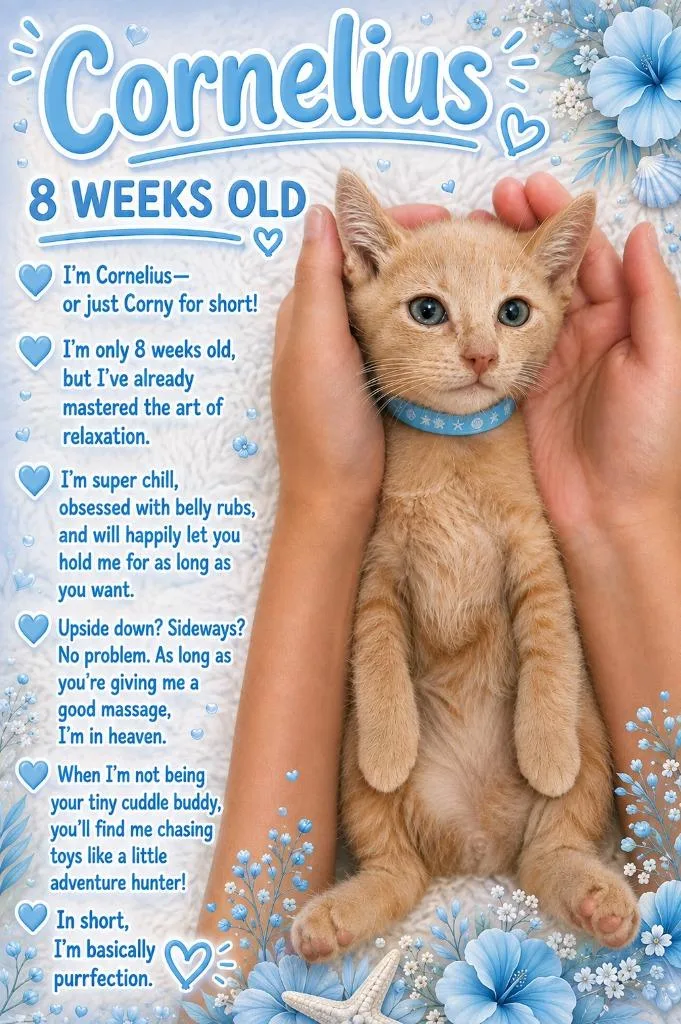 A baby medium-sized male Domestic Short Hair cat named Cornelius for adoption in Hoover , AL