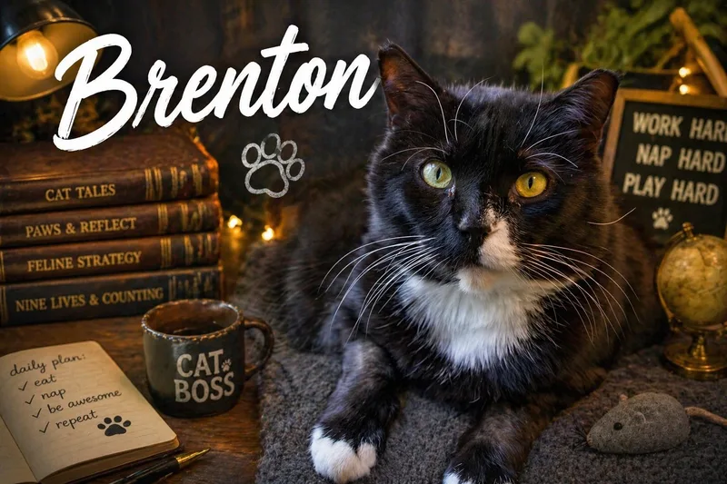 An adult large-sized male Tuxedo cat named Brentonc Sn Zd for adoption in Greenville, DE