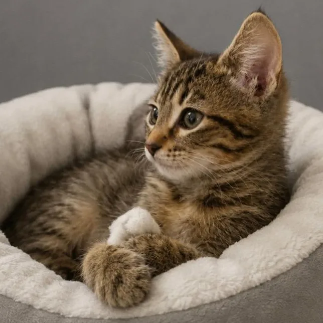 A baby medium-sized male Tabby (Gray / Blue / Silver) Tabby cat named Oliver for adoption in Andover, MN