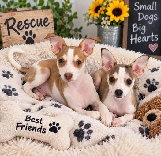 A baby small-sized male Rat Terrier dog named Riley and Ringo for adoption in Mclean, IL