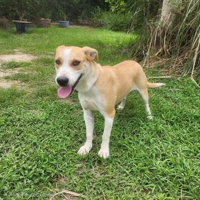 A baby medium-sized female White / Cream Hound dog named Lark for adoption in Manhasset, NY