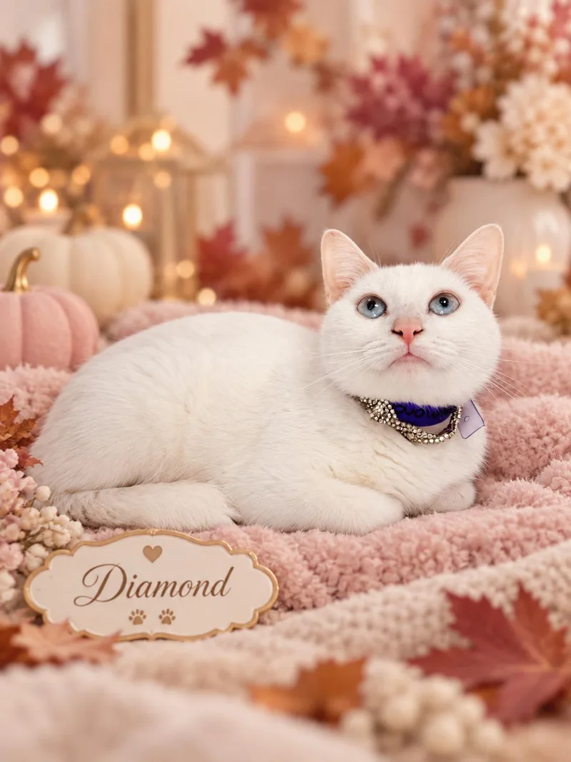 A young medium-sized female White Domestic Short Hair cat named Diamond for adoption in Tavares, FL