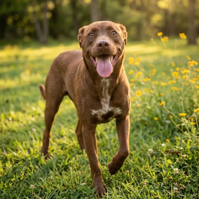 A young medium-sized male Brown / Chocolate Terrier dog named Ringo for adoption in Tishomingo, OK