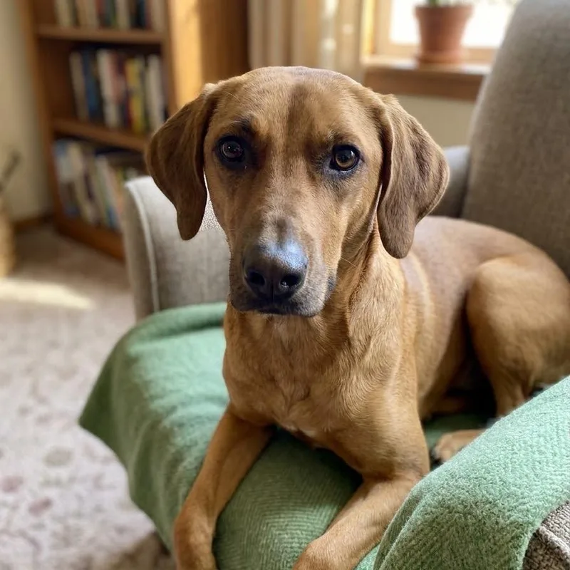 A baby medium-sized male Hound dog named Ernie for adoption in Jefferson city, TN