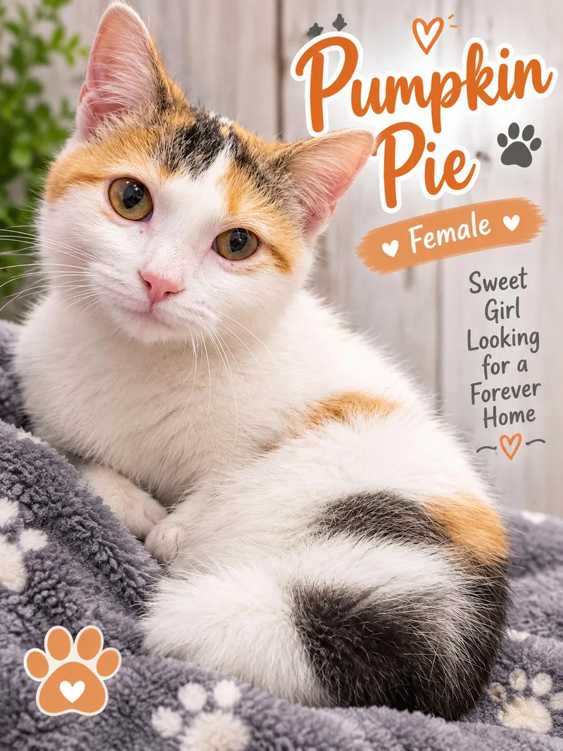 A young medium-sized female Calico Domestic Short Hair cat named Pumpkin Pie for adoption in Joliet, IL