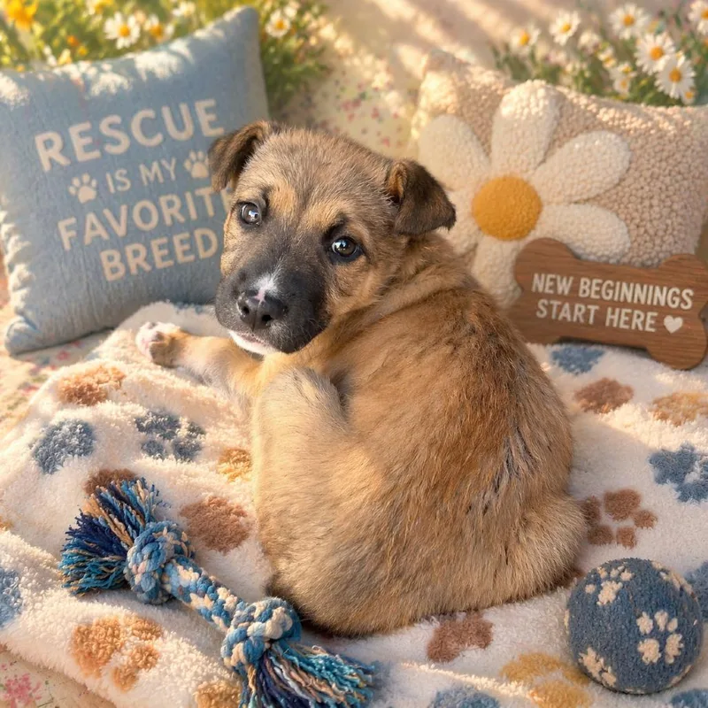 A baby large-sized female Golden Shepherd dog named Rose for adoption in Northville, MI