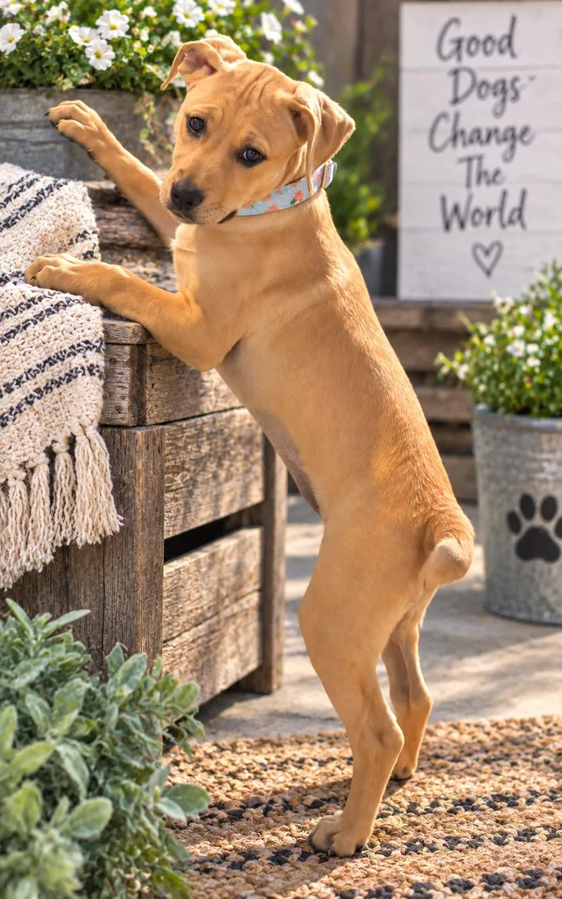 A baby medium-sized female Pit Bull Terrier dog named Yellow for adoption in Mansfield, TX