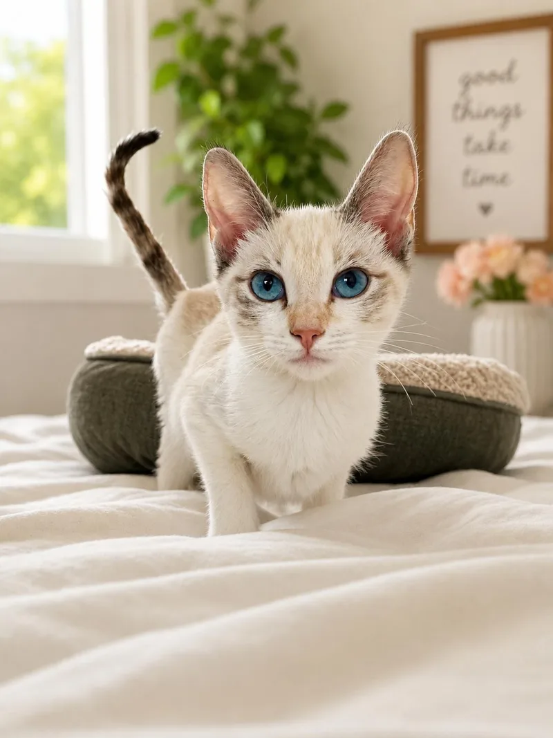 A baby small-sized female White Domestic Short Hair cat named Peko for adoption in Coachella, CA