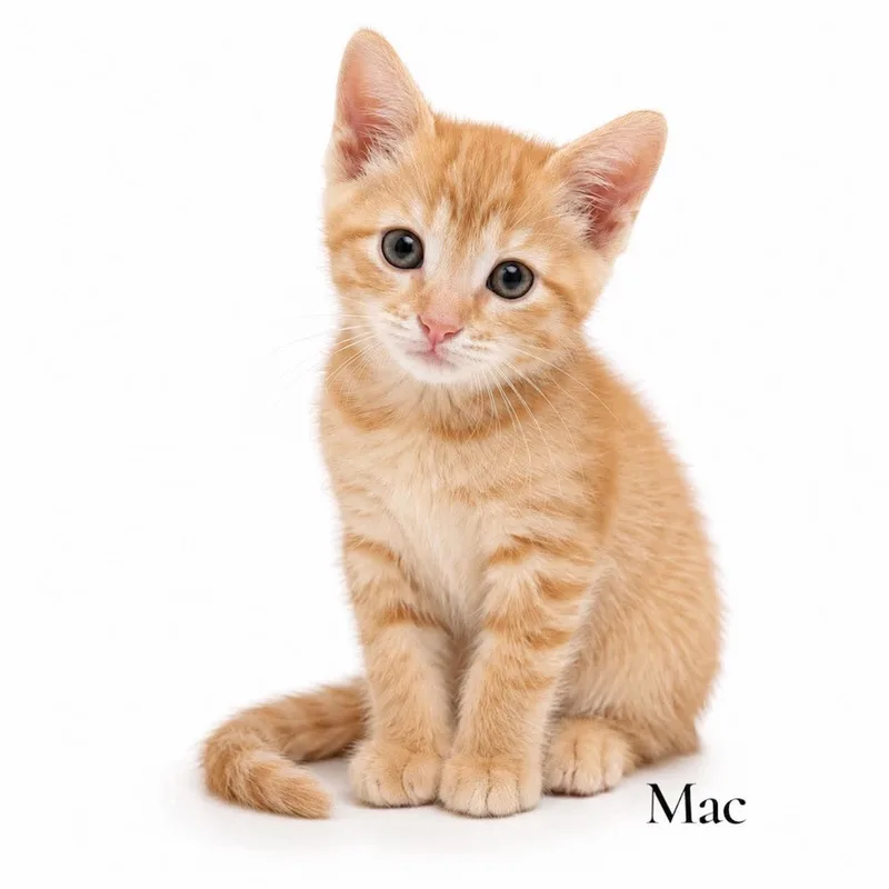 A baby medium-sized male Tabby (Orange / Red) Domestic Short Hair cat named Mac for adoption in Stevensville, MI