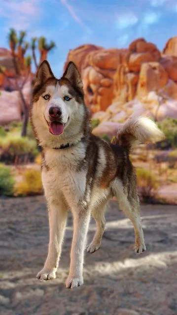 An adult medium-sized male Siberian Husky dog named Budster for adoption in Thousand Palms, CA