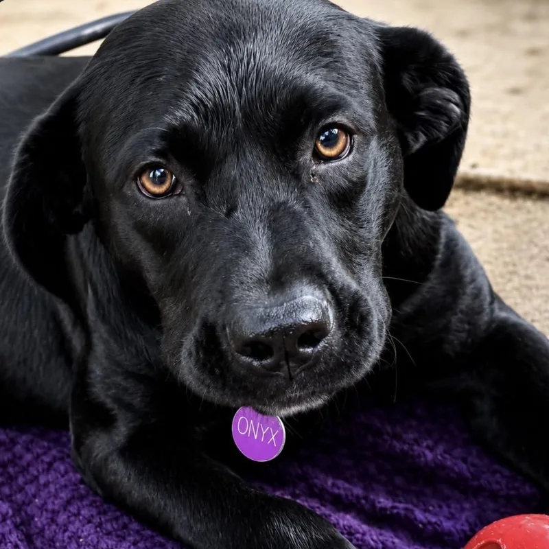 A baby large-sized female Black Labrador Retriever dog named Onyx for adoption in Pelham, NH