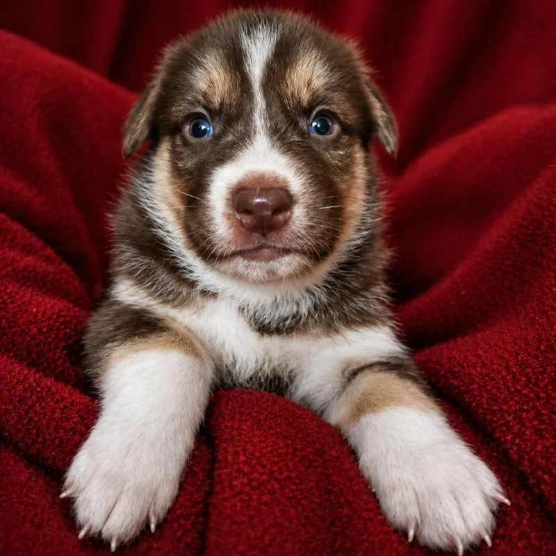 A baby small-sized female Brown / Chocolate Husky dog named Red Bud for adoption in Newport, TN