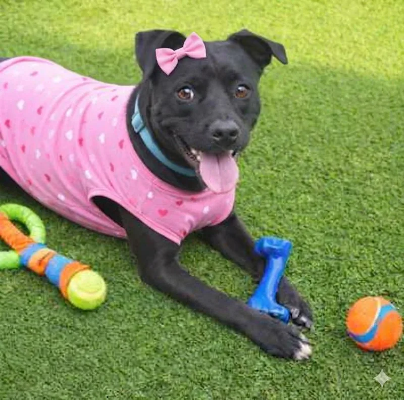 An adult medium-sized female Black Black Labrador Retriever dog named Nina for adoption in Houston, TX