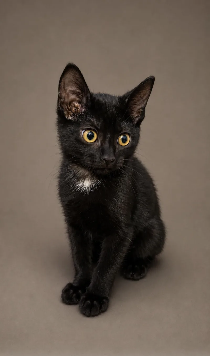 A senior small-sized female Black Domestic Short Hair cat named Izzy for adoption in Edmond, OK